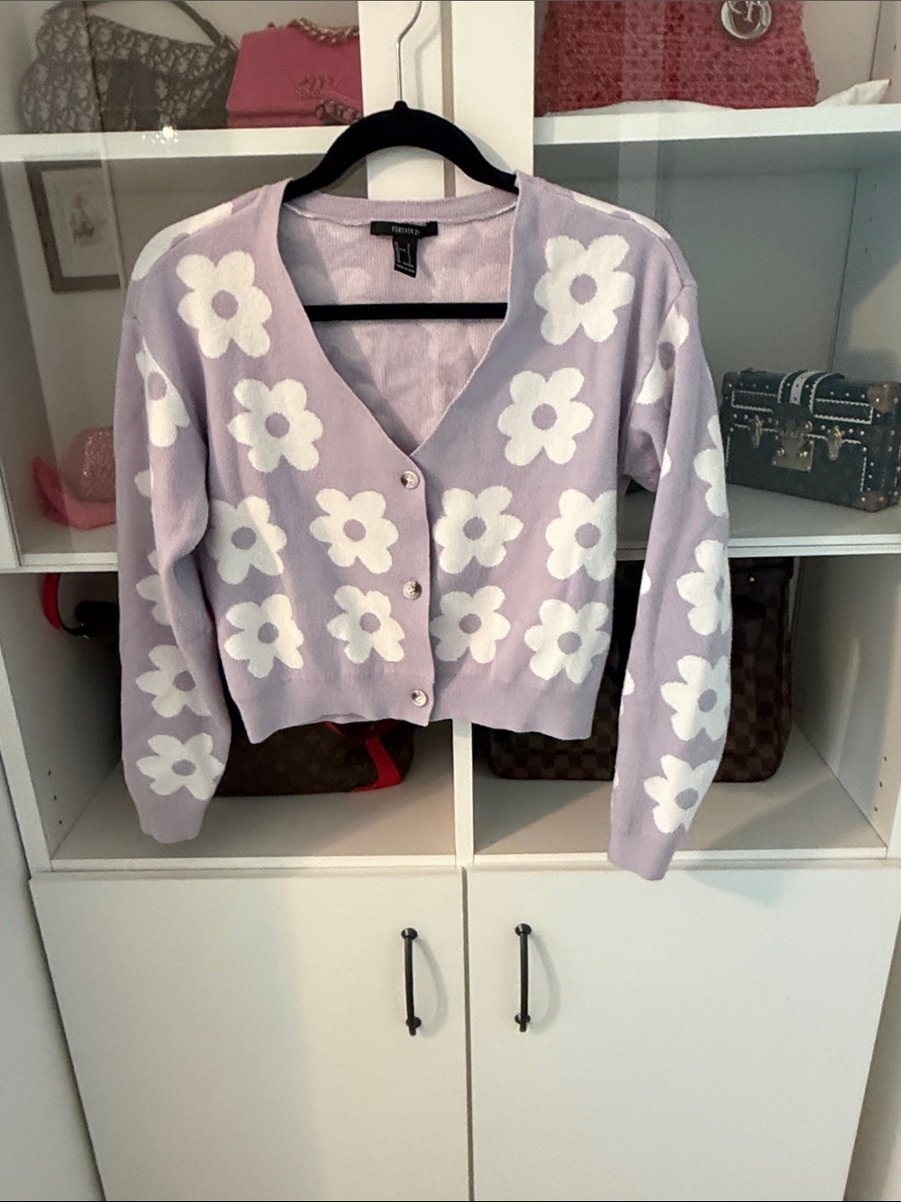 Forever 21 Lavender Floral Button-Front Cardigan - Picture 3 of 7